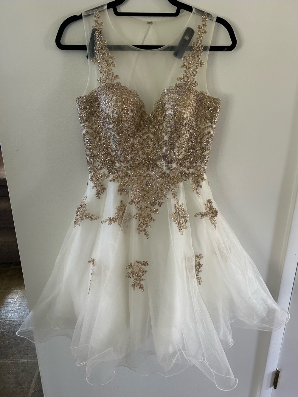 Ina Ivory Dress with Gold Beaded Bodice